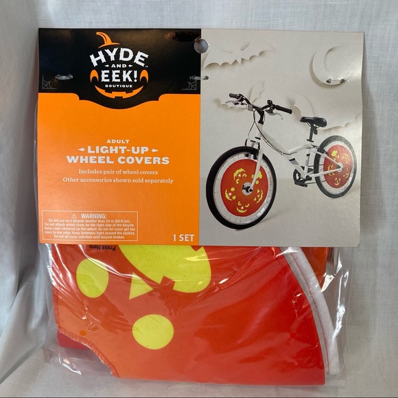 Light Up Pumpkin Bicycle Wheel Cover Set Halloween Lights Jack O Lantern Parade - Picture 1 of 9